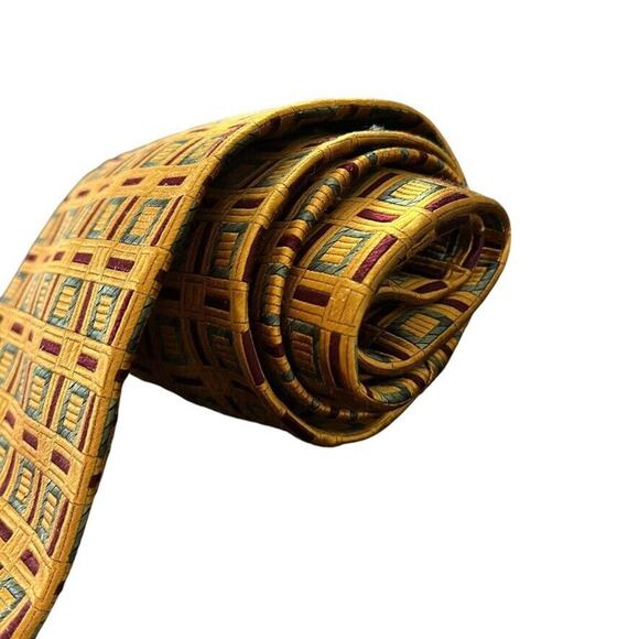 Jos A Bank Orange Mens 100% Silk Geometric Italy Mens Neck Tie 59" x 3.25" - Picture 2 of 16